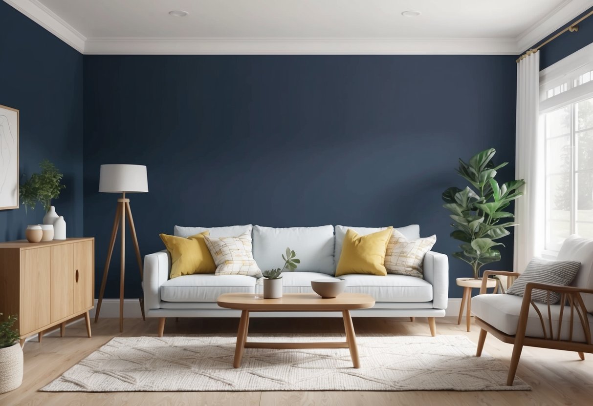 A cozy living room with freshly painted walls in non-toxic paint, showcasing durability and protective performance for a healthier home interior